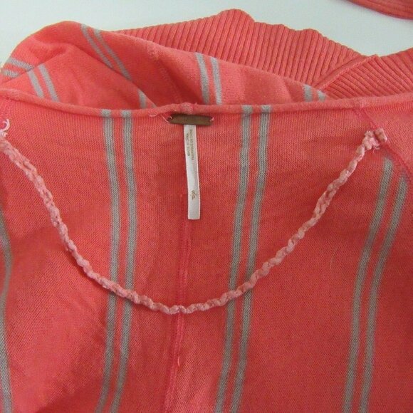 FREE PEOPLE Pink Button Down Striped Batwing Top - Picture 5 of 5